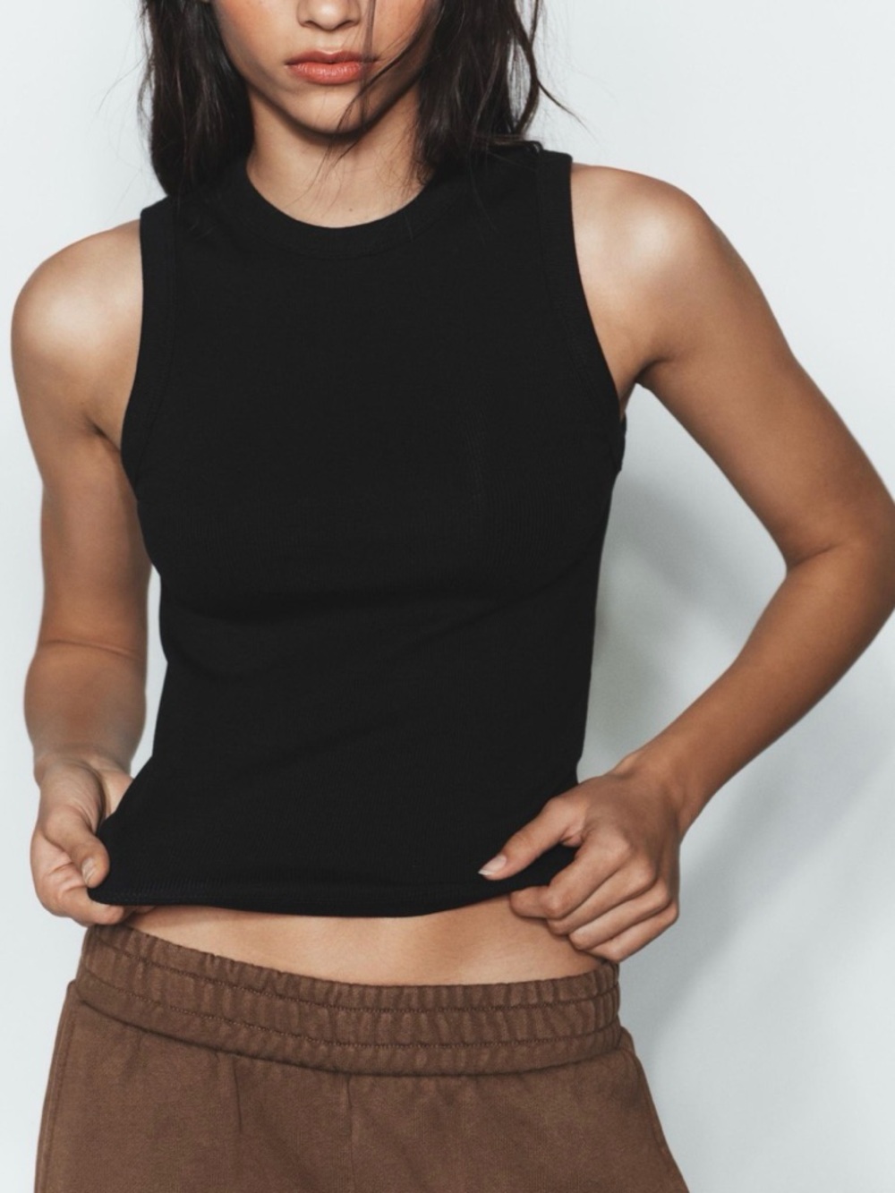 Zara cropped ribbed tank top